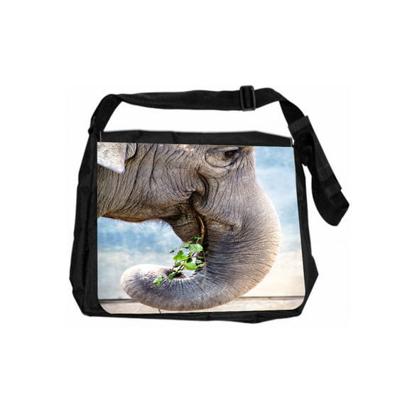 Elephant Black Watercolor Cross Body Shoulder Messenger Laptop Bag 